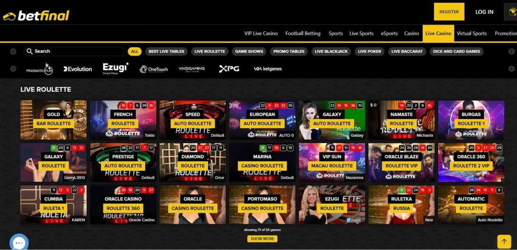 Betfinal Live Casino